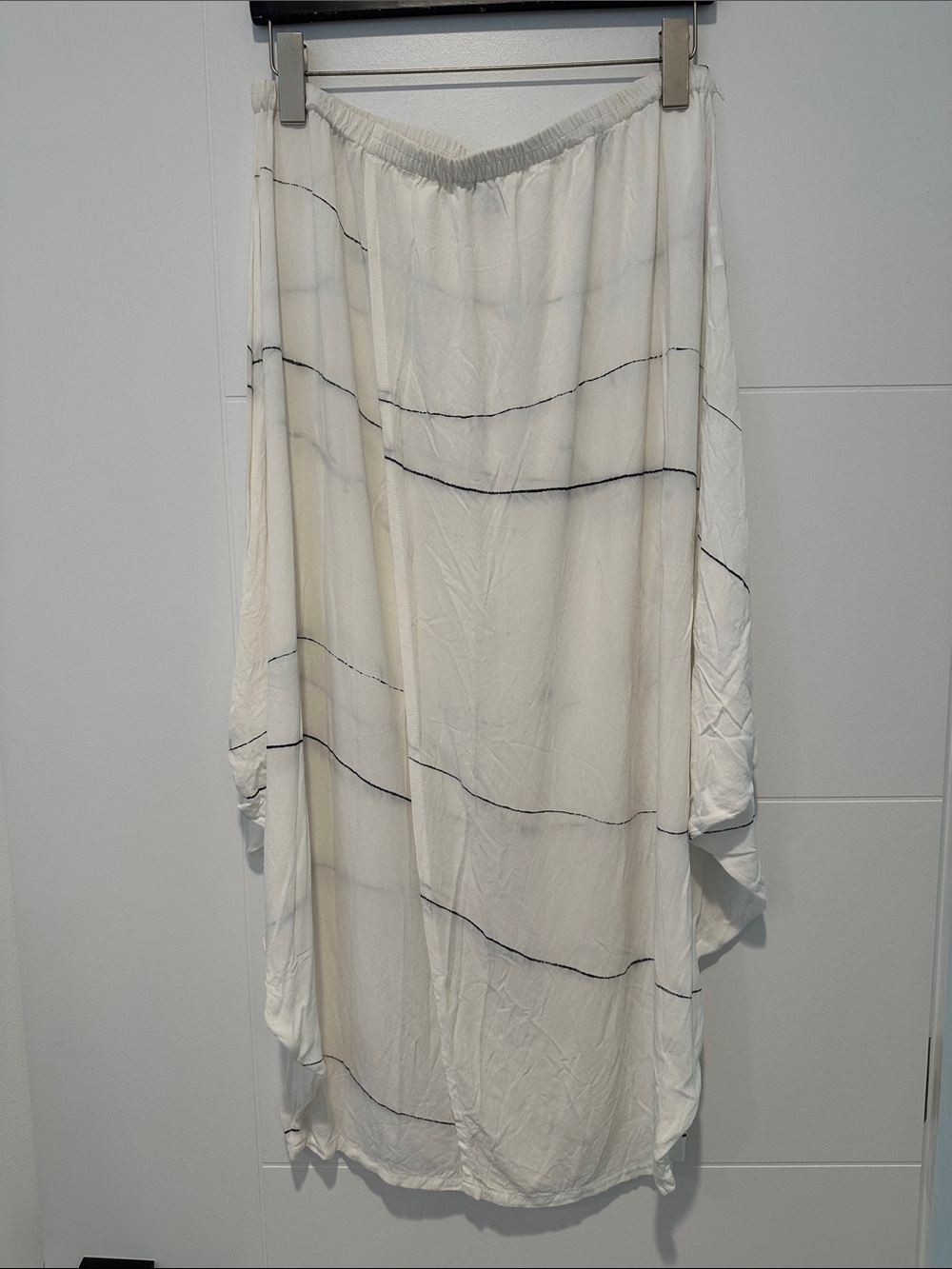 Animale White Midi Skirt with Thin Black Stripe Detail